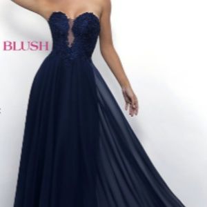 Long Chiffon Lace-Bodice Prom Dress